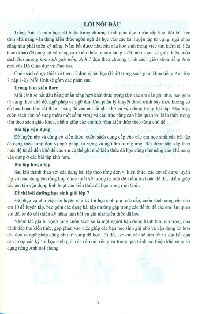 BỒI DƯỠNG HỌC SINH GIỎI TIẾNG ANH LỚP 7 (Theo chương trình sách giáo khoa mới)